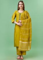 Pure Viscos Yellow Daily Wear Hand Work Readymade Kurti Set